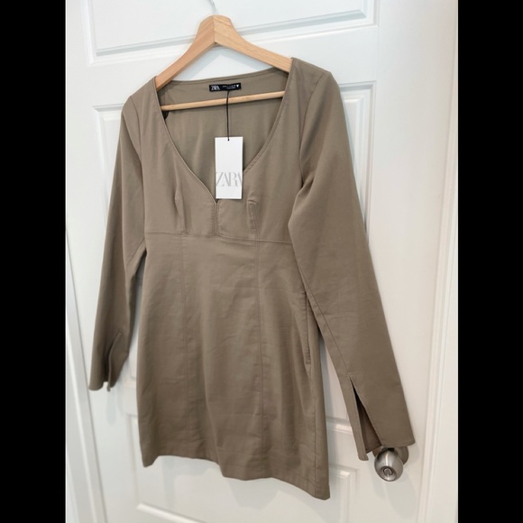 Zara Sweetheart Dress in Taupe/ Desert color - Picture 9 of 14
